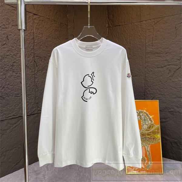 ☆ミニマルな美しさ☆モンクレール コピー 長袖Tシャツ ロゴ ワッペン シンプル スタイリッシュ MONCLER