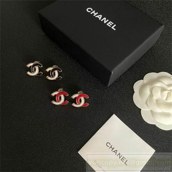 豪華デザイン CH 偽物 ピアス レッドホワイト CCロゴ ゴールドフレーム CH