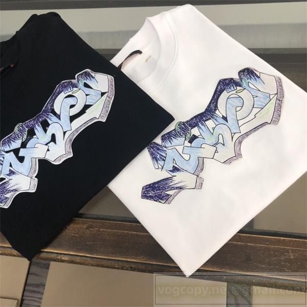 ルイヴィトン 偽物 Tシャツ ヴィンテージ感カラフルグラフィック ロゴデザイン LOUIS VUITTON
