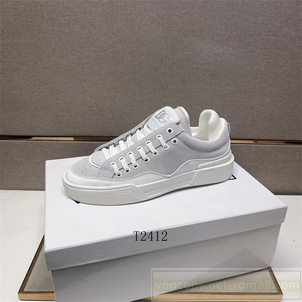 Dolce&Gabbana コピー スニーカー ホワイトレザー スエード モダンデザイン DGロゴ ドルチェ＆ガッバーナ