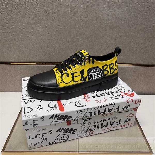 ドルチェ＆ガッバーナ 偽物 スニーカー ブラック イエローコントラスト DGロゴ 手書き風文字 Dolce&Gabbana