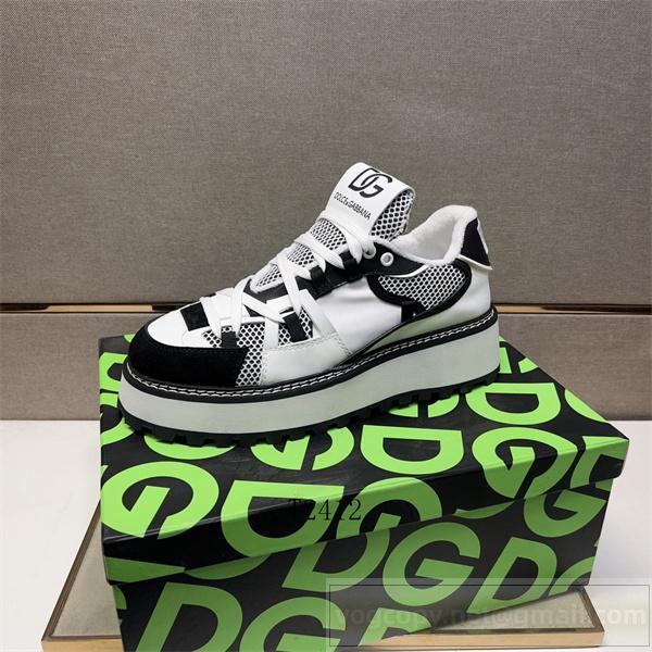 ドルチェ＆ガッバーナ 偽物 スニーカー ホワイトブラック コントラスト DGロゴ 厚底ソール Dolce&Gabbana