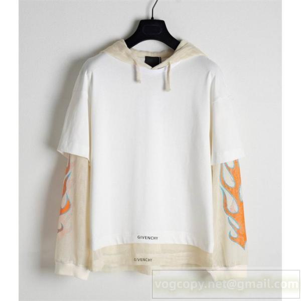 ジバンシィ スーパーコピー パーカー スレートブラック ピンクフレイム柄 ロゴデザイン GIVENCHY
