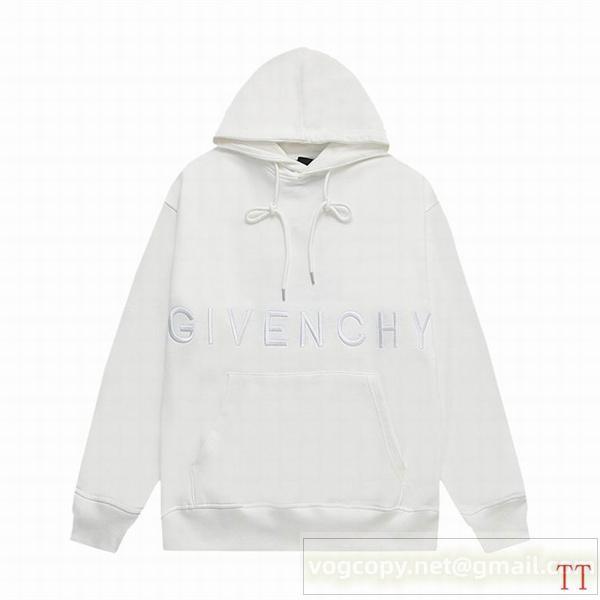 GIVENCHY コピー パーカー クラウドホワイト＆ブラック シンプルロゴ フード付き ジバンシィ