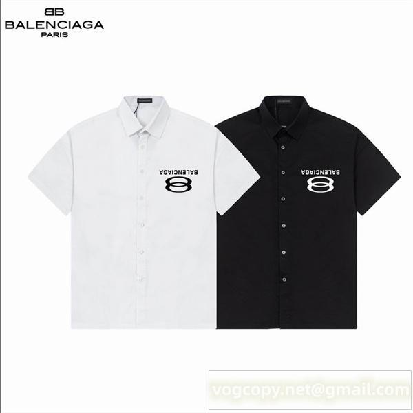 BALENCIAGA スーパーコピー シャツ シャドウブラック ロゴ＆円モチーフ インパクトデザイン バレンシアガ