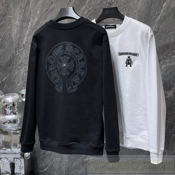 クロムハーツ コピー トレーナー ホワイト ロゴ＆花模様 グラフィックプリント CHROME HEARTS
