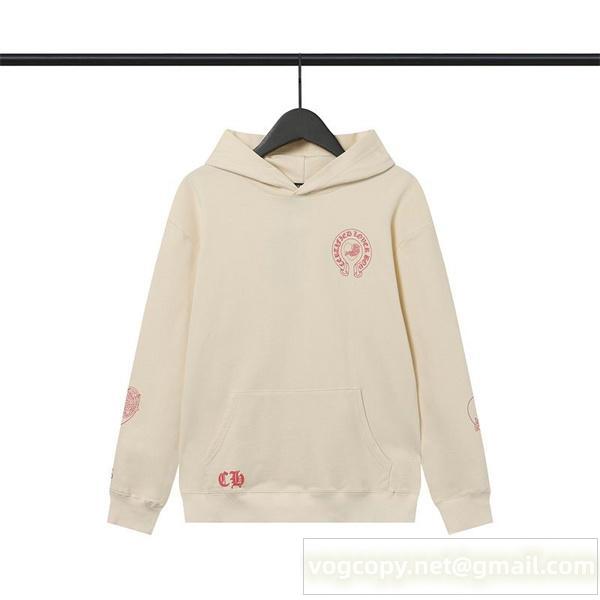 CHROME HEARTS コピー パーカー サンドクリーム クロス刺繍 メッセージデザイン クロムハーツ