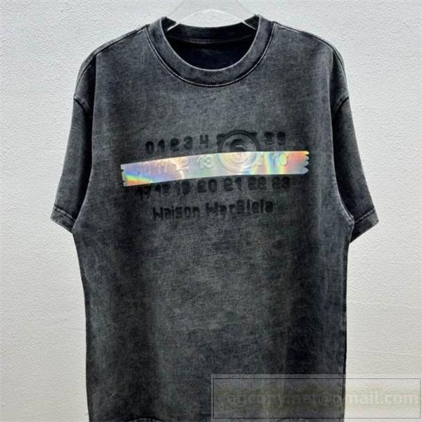メゾン マルジェラ コピー Tシャツ ヴィンテージグレー グラデーション ロゴと数字 Maison Margiela