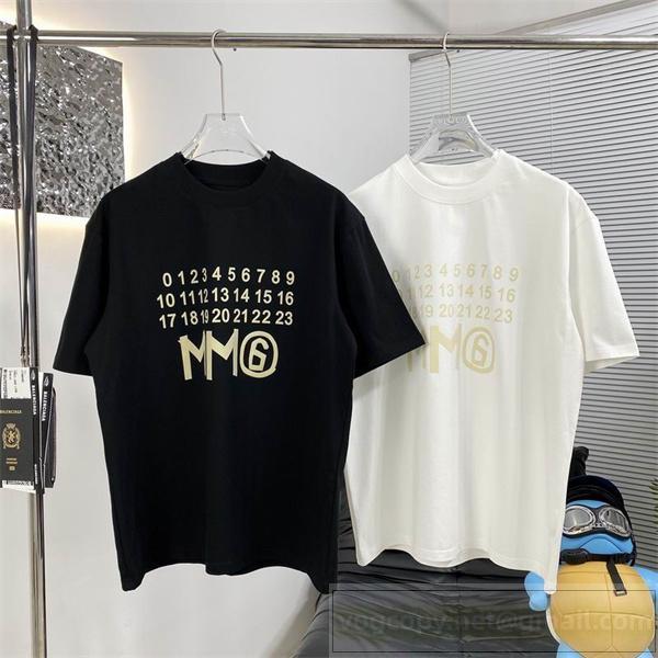 メゾン マルジェラ コピー Tシャツ 数字グラフィック ゴールドプリント MM6 Maison Margiela