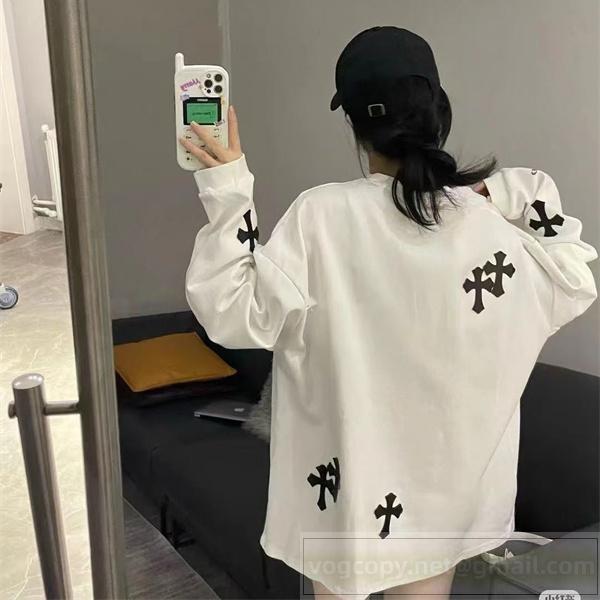 CHROME HEARTS スーパーコピー 長袖Tシャツ クロスモチーフ アイコニック 洗練 デザイン クロムハーツ