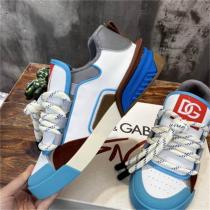 Dolce&Gabbana 偽物 スニーカー カラフルアクセント DGロゴ ブルーゴールド シューレースデザイン ドルチェ＆ガッバーナ