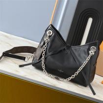 LOUIS VUITTON スーパーコピー ハンドバッグ ブラックレザー シルバーチェーン 取り外し可能 ルイヴィトン