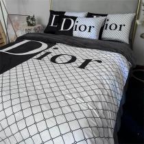 ディオール スーパーコピー 寝具4点セット モノトーン 洗練された格子柄と大胆ロゴ DIOR