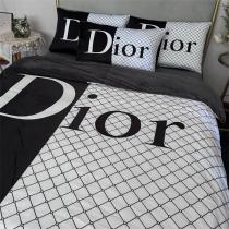 ディオール スーパーコピー 寝具4点セット モノトーン 洗練された格子柄と大胆ロゴ DIOR
