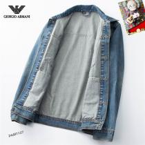 ARMANI コピー デニムジャケット ロゴ ビンテージ加工 現代的 ビンテージ加工 存在感 アルマーニ