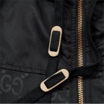 Gucc1 偽物中綿入り ジャケット ブラック GGモノグラム ゴールドディテール Gucc1