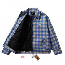 Stussy スーパーコピー ジャケット ブルー×ベージュ チェック柄 カジュアル&洗練 ステューシー