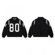 ステューシー 偽物 ジャケット ブラック スポーティ&ストリート ロゴ刺繍入り STUSSY