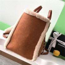 CH 偽物 ハンドバッグ ブラウンレザー フェイクファー ゴールドチェーン CH