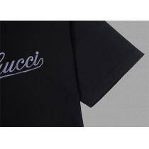 Gucc1 スーパーコピー Tシャツ 筆記体ロゴ クラシックなブラック＆ホワイト シンプルなエレガントスタイル Gucc1