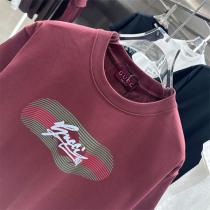 Gucc1 偽物 Tシャツ ロゴ＆ストライプ バーガンディ＆クリーム カジュアル＆ラグジュアリー Gucc1