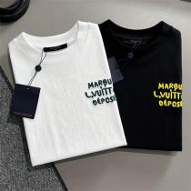 ルイヴィトン コピー Tシャツ MARQUE L.VUITTON DÉPOSÉE 刺繍ロゴ シンプル 高級感 デザイン LOUIS VUITTON