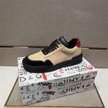 ドルチェ＆ガッバーナ 偽物 スニーカー ベージュ ブラックレザー モダンレッドアクセント Dolce&Gabbana