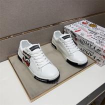 ドルチェ＆ガッバーナ コピー スニーカー ホワイトレザー クラウン刺繍 DGロゴ Dolce&Gabbana