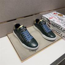 Dolce&Gabbana 偽物 スニーカー グリーン クロコダイル風レザー ゴールドヒール ロゴ刻印 ドルチェ＆ガッバーナ