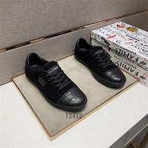 Dolce&Gabbana コピー スニーカー ブラックレザー スエード クロコ型押し ロゴ ドルチェ＆ガッバーナ