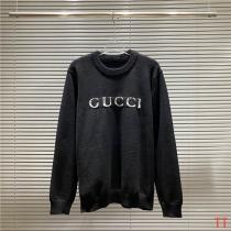 Gucc1 偽物 セーター ダークブルー＆チャコール フリンジロゴ刺繍 ラウンドネック Gucc1