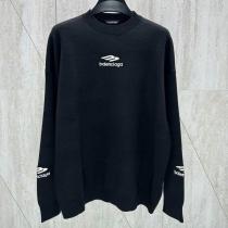 BALENCIAGA 偽物 セーター ロゴ刺繍 ナイトブラック＆スノーホワイト シンプルモダン バレンシアガ