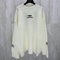 BALENCIAGA 偽物 セーター ロゴ刺繍 ナイトブラック＆スノーホワイト シンプルモダン バレンシアガ