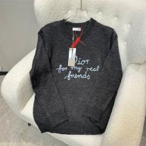 DIOR コピー セーター ダークグレー 刺繍メッセージ カジュアルで個性的 ディオール
