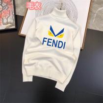 フェンデイ コピー セーター アイボリー ロゴ目デザイン タートルネック カジュアルスタイル FENDI