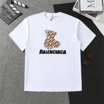 バレンシアガ 偽物 Tシャツ ミルクホワイト＆チャコール テディベア ロゴプリント BALENCIAGA 