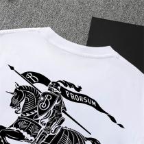 バーバリー コピー Tシャツ サンドホワイト＆オニキスブラック 騎士デザイン ロゴ重ね付け BURBERRY