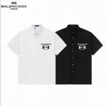 BALENCIAGA スーパーコピー シャツ シャドウブラック ロゴ＆円モチーフ インパクトデザイン バレンシアガ