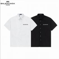 バレンシアガ コピー シャツ アッシュブラック ロゴ＆自由の女神像 パリグラフィック BALENCIAGA
