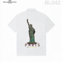 バレンシアガ コピー シャツ アッシュブラック ロゴ＆自由の女神像 パリグラフィック BALENCIAGA