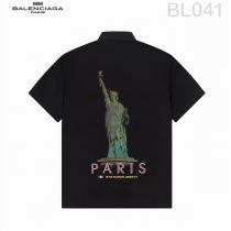 バレンシアガ コピー シャツ アッシュブラック ロゴ＆自由の女神像 パリグラフィック BALENCIAGA