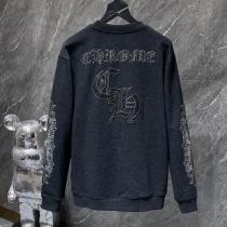 CHROME HEARTS 偽物 トレーナー ダークチャコール ロゴプリント＆華やか装飾 クロムハーツ