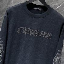 CHROME HEARTS 偽物 トレーナー ダークチャコール ロゴプリント＆華やか装飾 クロムハーツ