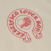 CHROME HEARTS コピー パーカー サンドクリーム クロス刺繍 メッセージデザイン クロムハーツ