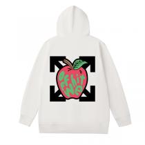 OFF WHITE 偽物 パーカー アイボリーホワイト ロゴ＆カラフルリンゴ アートワーク オフホワイト