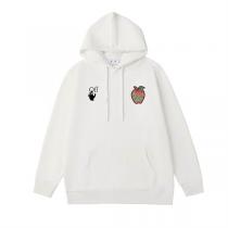 OFF WHITE 偽物 パーカー アイボリーホワイト ロゴ＆カラフルリンゴ アートワーク オフホワイト
