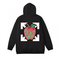 OFF WHITE 偽物 パーカー アイボリーホワイト ロゴ＆カラフルリンゴ アートワーク オフホワイト