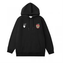OFF WHITE 偽物 パーカー アイボリーホワイト ロゴ＆カラフルリンゴ アートワーク オフホワイト