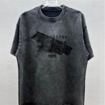 Maison Margiela スーパーコピー Tシャツ ダークグレー ダメージ加工 ロゴ 立体デザイン メゾン マルジェラ