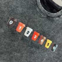 メゾン マルジェラ 偽物 Tシャツ ダークグレー ヴィンテージ加工 カラフル数字 Maison Margiela